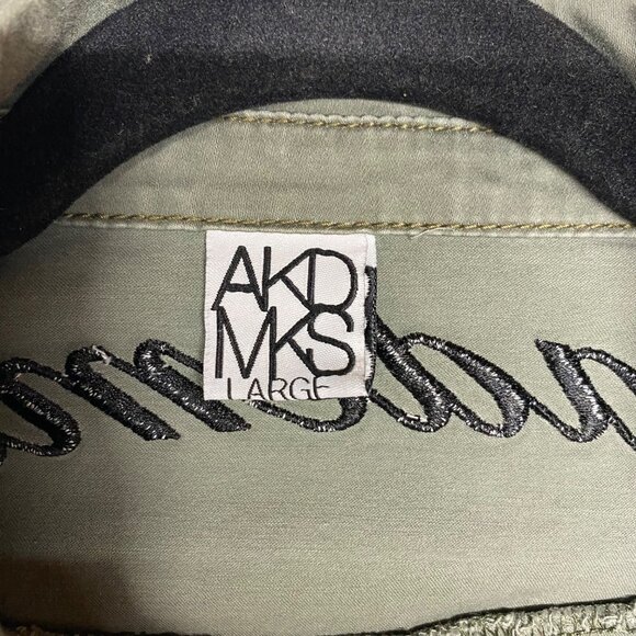 Akademiks  Womens Olive Green Cotton Jumpsuit L Button Up Y2K Gorpcore Pockets - Picture 5 of 14